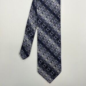 Chereskin Grey Purple Geometric Silk Blend Necktie Mens OS